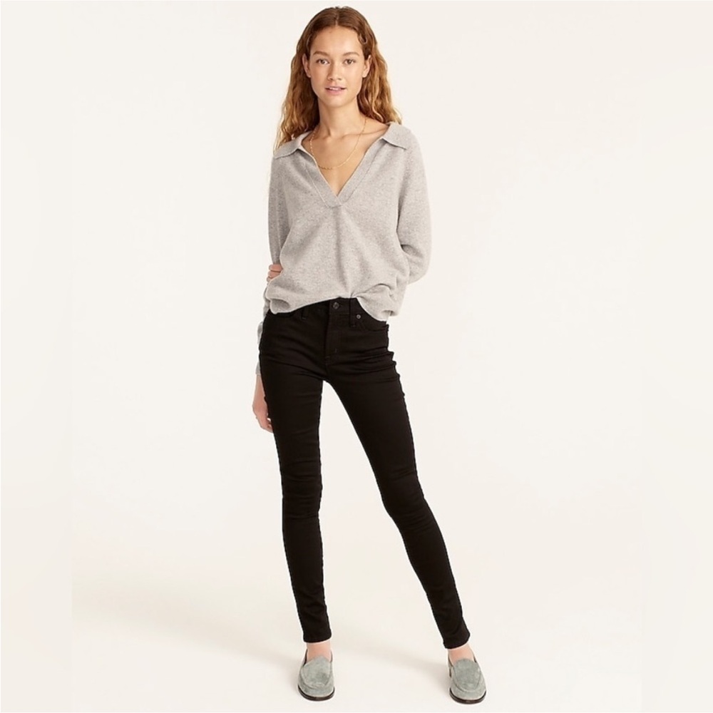 NWT J Crew toothpick black skinny jeans 9” high rise stretch denim size 26